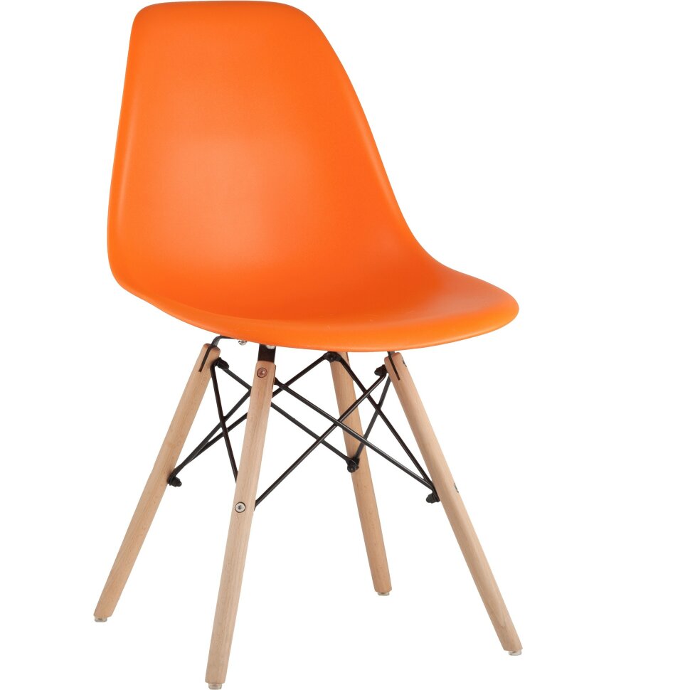 Стул Stool Group SIMPLE DSW оранжевый, литой полипропилен, стальной каркас, натуральный массив бука Стул Stool Group SIMPLE DSW оранжевый, литой полипропилен, стальной каркас, натуральный массив бука