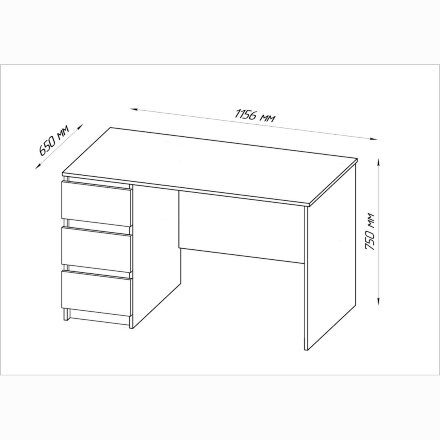 Стол письменный однотумбовый, с тремя ящиками КАСТОР 