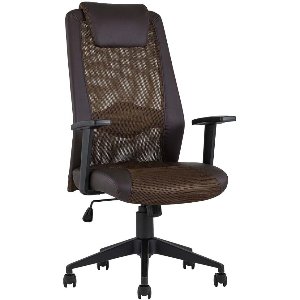 Компьютерное кресло TopChairs TopChairs Studio офисное коричневое в обивке из экокожи и текстиля с сеткой, механизм качания To 