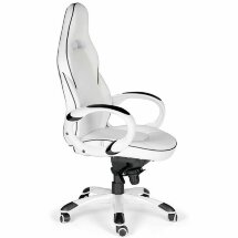 Кресло офисное / Мустанг Х / (white) белый  пластик / белая экокожа / черная строчка