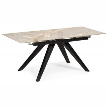 Керамический стол Морсби 140(200)х80х80 butterfly onyx beige / черный