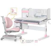 Комплект Mealux Hamilton Multicolor   Mealux Ortoback Pink  арт. BD-680 WG/PN   Y-508 KP  - столешница белая / ножки мультиколор, обивка кресла розовая  семь коробок