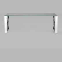 Журнальный стол Stool Group 120*60 КРОСС серебро каркас нержавеющая сталь столешница закаленное стекло