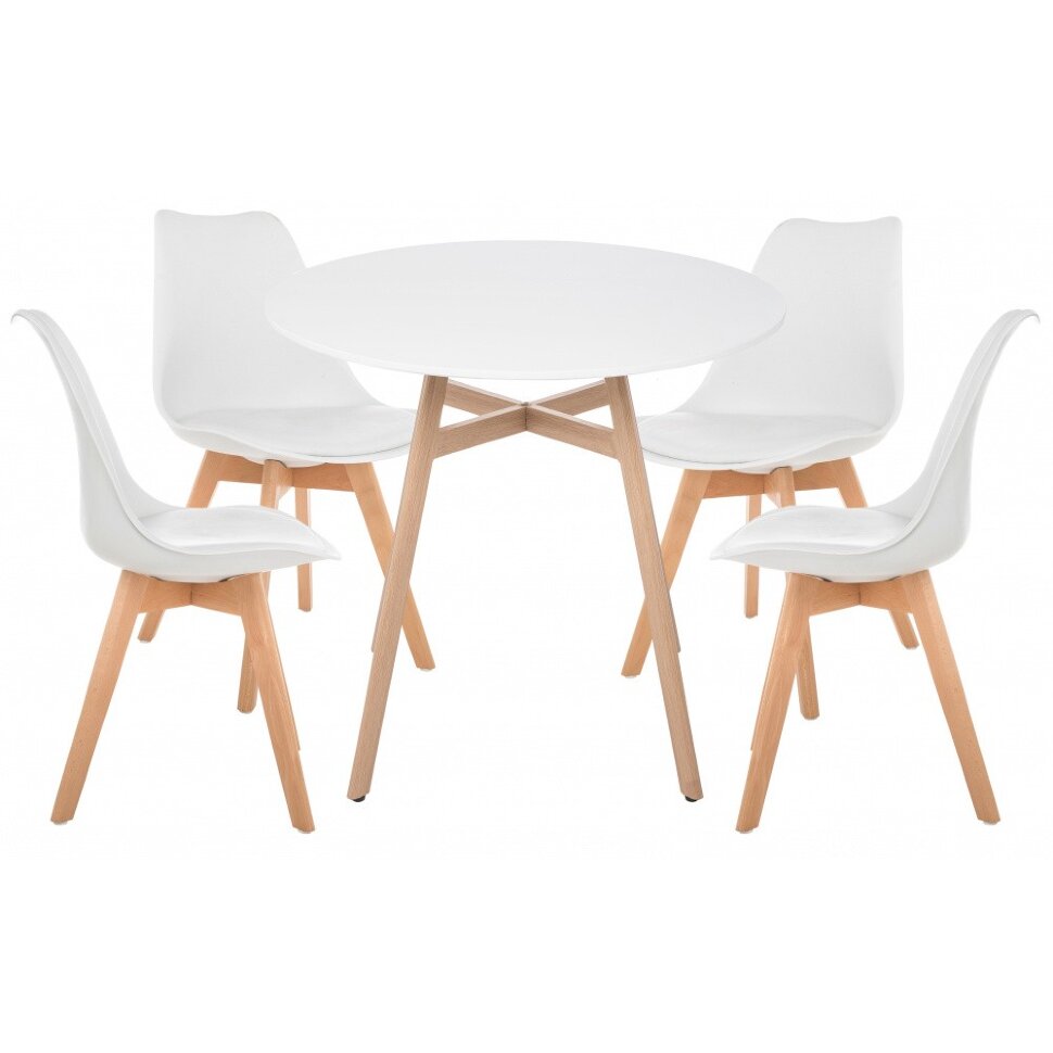 Обеденная группа Номиа 90 white / wood Обеденная группа Номиа 90 white / wood
