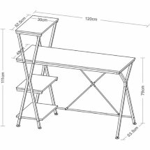 Стол на металлокаркасе BRABIX &quot;LOFT CD-004&quot;, 1200х535х1110 мм, 3 полки, цвет дуб натуральный, 641220