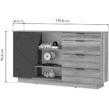 Комод Диамо КМ 01 софт графит / дуб каньон