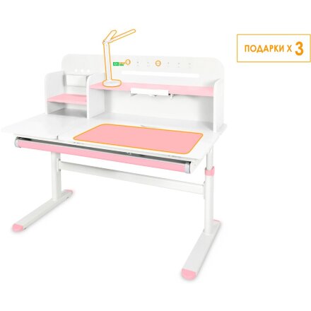 Детский стол Ergokids Bravo Max White/Pink  арт. TH-360 Max WG/PN  - столешница белая / накладки розовые  коробок-2 шт. 