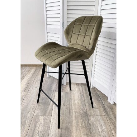 Полубарный стул MARCEL BLUVEL-77 ASH GREEN (H=65cm), велюр М-City 