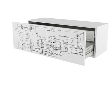 Тумба навесная Ньютон Грэй белая печать «Авиатор Белый