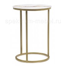 Журнальный стол Иберис 40х56 круглый белый / золото