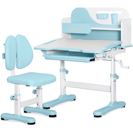 Комплект мебели  столик   стульчик  Ergokids Fresco blue  арт. BD-31 BL  - столешница белая / накладки на ножках голубые  коробок-1шт. 