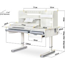 Детский стол Mealux Montreal 2 Multicolor  арт. BD-670-2 MC/WG с полкой  - столешница белая  коробок-3 шт.