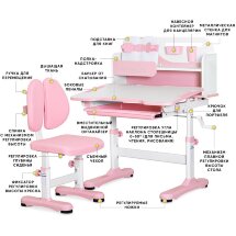 Комплект мебели  столик   стульчик  Ergokids Fresco pink  арт. BD-31 PN  - столешница белая / накладки на ножках розовые  коробок-1шт.