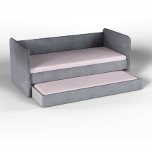Кровать Айрис с наматрасниками серый + розовый