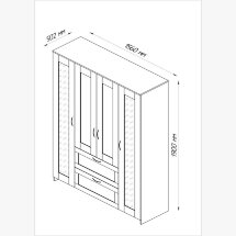 Шкаф для одежды четырехстворчатый, с двумя выдвижными ящиками и двумя зеркалами СИРИУС